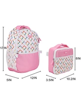 Packed Party Colorful Connecting Squares Youth Girl White 17” Backpack Set