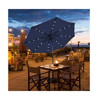 9 Feet Solar Led Lighted Patio Market Umbrella with Tilt Adjustment without Base