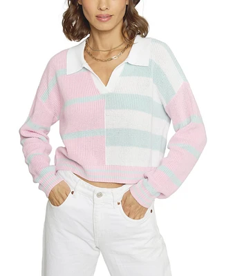 Central Park West Women's Colorblock Cropped Stripe Polo