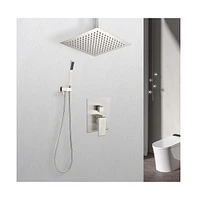 Rainsken Ceiling Mounted Shower System Combo Set with Handheld and 12"Shower head