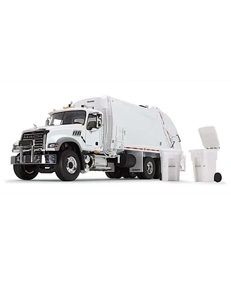 First Gear 1/34 White Mack Granite Mp w/ McNeilus Rear Load Refuse Truck & Trash Cans 10-4213