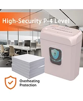 Bonsaii Pink Shredder, Compact for Office, Cross-Cut 6 Sheets, Security Shredding, Shreds Cards & Mail, 3.4-Gallon Bin