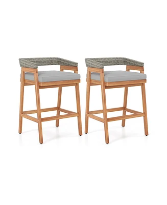 Set of 2 Patio Counter Height Bar Stools with Cushions for Comfortable and Stylish Outdoor Seating