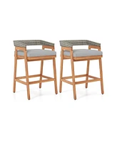 Set of 2 Patio Counter Height Bar Stools with Cushions for Comfortable and Stylish Outdoor Seating