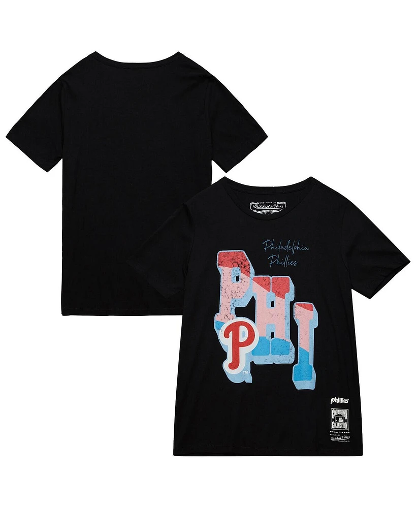 Mitchell & Ness Women's Black Philadelphia Phillies Stateside Pastel T-Shirt