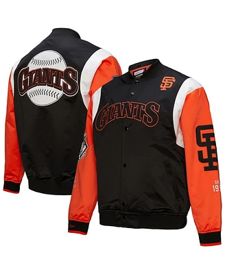 Mitchell & Ness Men's Black/Orange San Francisco Giants Cooperstown Collection Team Origins Satin Full-Snap Jacket