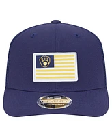 New Era Men's Navy Milwaukee Brewers Flag 9SEVENTY Stretch-Snap Hat