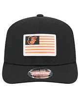 New Era Men's Black Baltimore Orioles Flag 9SEVENTY Stretch-Snap Hat