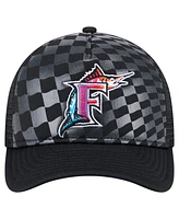 New Era Men's Black Florida Marlins Cooperstown Collection Gradient 9FORTY A-Frame M-Crown Trucker Adjustable Hat