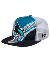 New Era Men's Black/Teal San Jose Sharks Throwback V-Dye Adjustable Golfer Hat