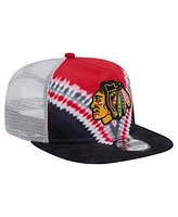 New Era Men's Black/Red Chicago Blackhawks Throwback V-Dye Adjustable Golfer Hat