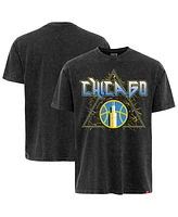 Sportiqe Men's and Women's Black Chicago Sky Rock Roll Collection Angus Mineral Wash Premium T-Shirt