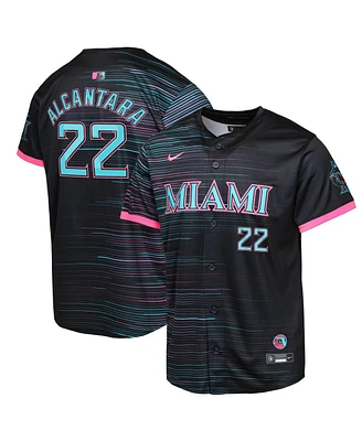 Nike Big Boys and Girls Sandy Alcantara Black Miami Marlins 2025 City Connect Limited Player Jersey
