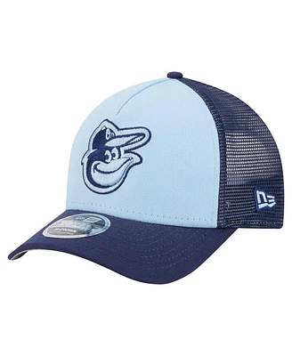 New Era Men's Light Blue/Navy Baltimore Orioles 2-Tone Color Pack 9FORTY Adjustable Trucker Hat