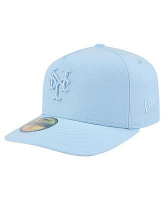 New Era Men's Light Blue York Mets Color Pack A-Frame 59FIFTY Fitted Hat
