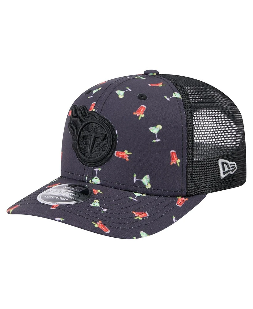 New Era Men's Navy/Black Tennessee Titans Adventure Drinks Pattern 9SEVENTY Stretch-Snap Hat