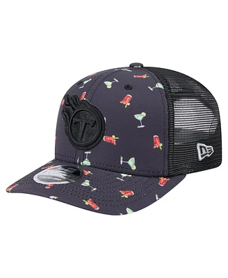 New Era Men's Navy/Black Tennessee Titans Adventure Drinks Pattern 9SEVENTY Stretch-Snap Hat