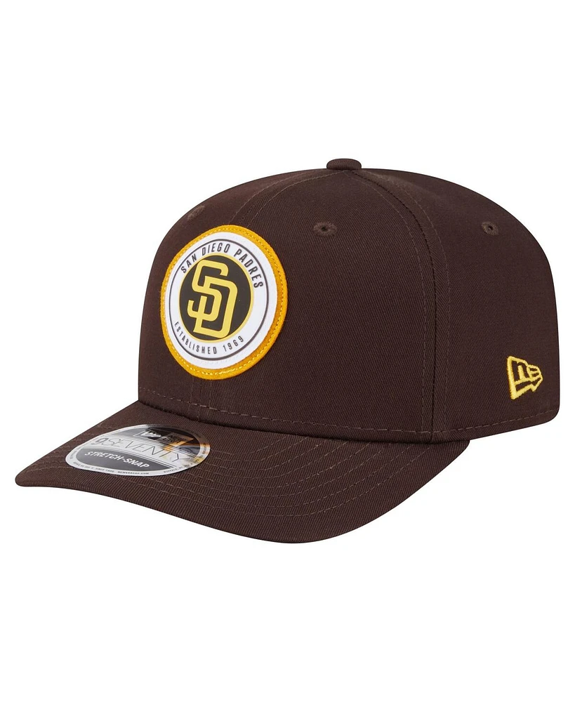 New Era Men's Brown San Diego Padres Circle Patch 9SEVENTY Stretch-Snap Hat