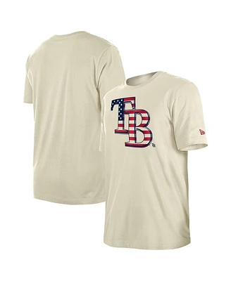 New Era Men's Cream Tampa Bay Rays Americana Flag Fill T-Shirt