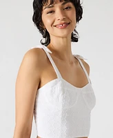 Steve Madden Women's Embroidered Tie-Shoulder Top