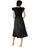 Steve Madden Women's Cotton Puff-Sleeve Midi Dress