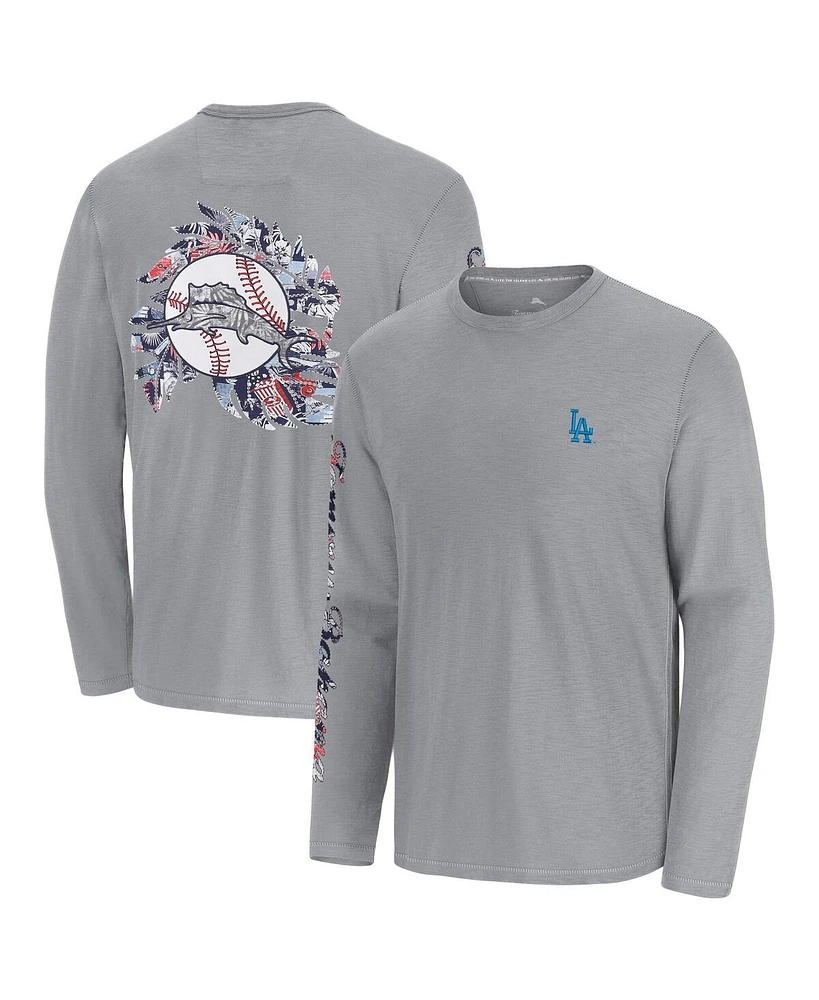 Tommy Bahama Men's Gray Los Angeles Dodgers Tropic Curveball Lux Long Sleeve T-Shirt