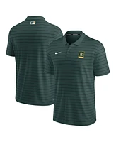 Nike Men's Green Oakland Athletics Authentic Collection Striped Performance Pique Polo Shirt
