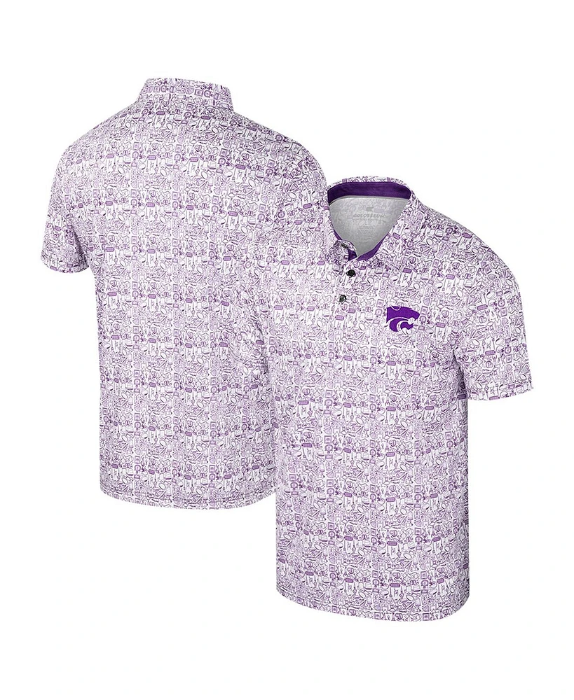 Colosseum Men's Purple Kansas State Wildcats It's Time Allover Print Polo Shirt