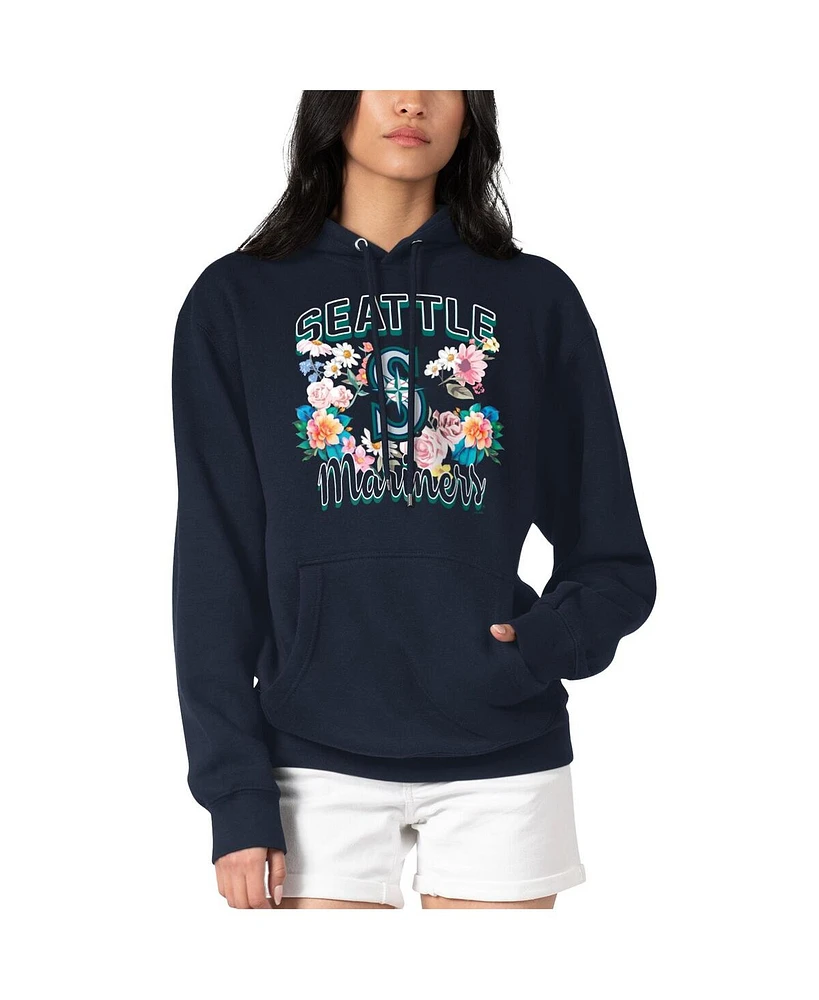 G-iii 4Her by Carl Banks Women's Navy Seattle Mariners Flowers Graphic Pullover Hoodie