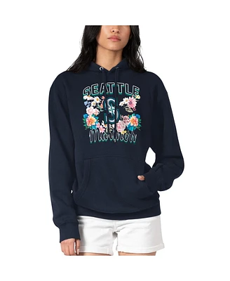 G-iii 4Her by Carl Banks Women's Navy Seattle Mariners Flowers Graphic Pullover Hoodie