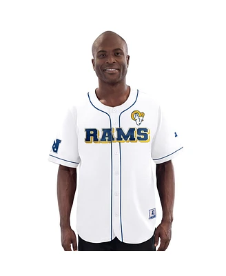 Starter Men's White Los Angeles Rams Relay Full-Button Baseball Jersey
