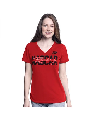 G-iii 4Her by Carl Banks Women's Red Nascar Batter Up V-Neck T-Shirt