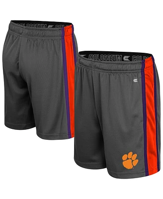 Colosseum Big Boys and Girls Charcoal Clemson Tigers Ripple Shorts