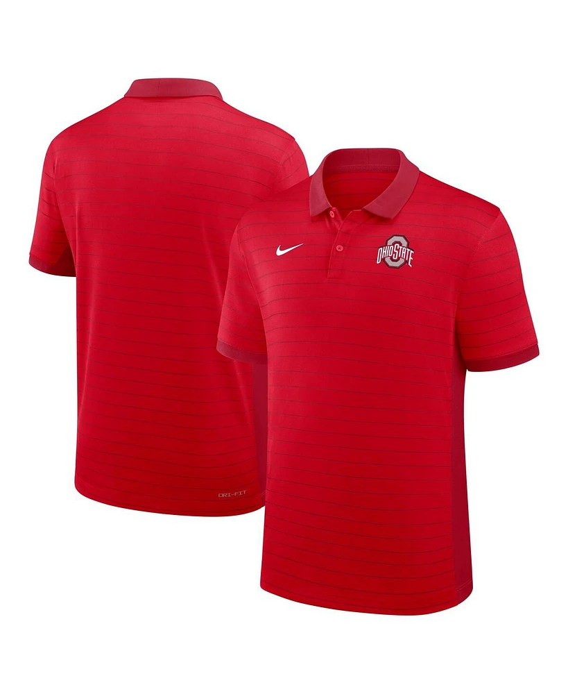 Nike Men's Scarlet Ohio State Buckeyes 2025 Early Season Coaches Sideline Victory Stripe Performance Polo Shirt