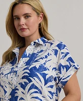 Lauren Ralph Plus Relaxed-Fit Print Short-Sleeve Shirt