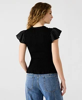 Steve Madden Women's Smocked Ruffle Cecilie Top