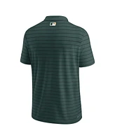 Nike Men's Green Oakland Athletics Authentic Collection Striped Performance Pique Polo Shirt