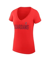 G-iii 4Her by Carl Banks Women's Red Cleveland Guardians Dot Print V-Neck Fitted T-Shirt