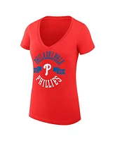 G-iii 4Her by Carl Banks Women's Red Philadelphia Phillies City Graphic V-Neck Fitted T-Shirt