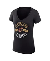 G-iii 4Her by Carl Banks Women's Black Cleveland Cavaliers Large City Logo Fitted V-Neck T-Shirt