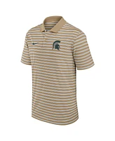 Nike Men's Tan Michigan State Spartans Athletic Prep Striped Performance Polo Shirt
