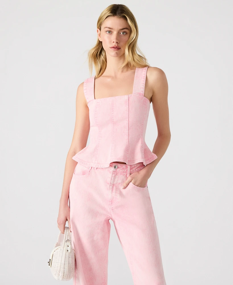 Steve Madden Women's Denim Peplum Top