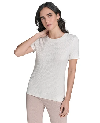 Calvin Klein Petite Crewneck Textured Knit Sweater