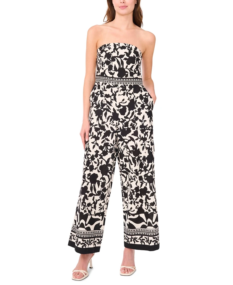 Msk Women's Strapless Straight-Leg Jumpsuit