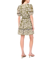 Msk Women's Short-Sleeve V-Neck A-line Dress