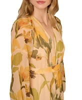 Adrianna Papell Women's Printed Organza Midi Dress