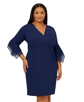 Adrianna Papell Plus 3/4-Sleeve Sheath Dress