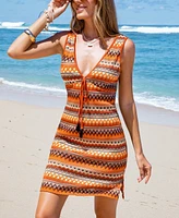 Cupshe Women's Sunny Horizon Striped Mini Beach Dress