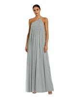 Mac Duggal Women's One Shoulder Embellished Trapeze A Line Gown