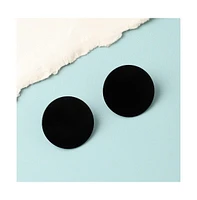 Sohi Women's Black Minimal Circular Stud Earrings